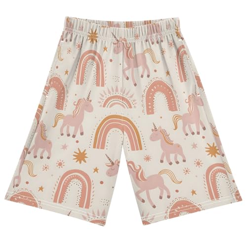 ALAZA Rainbow Horse Unicorn Star Pajama Shorts Sleep Shorts Pant Lounge Pajama Bottoms Elastic Waist with Pockets