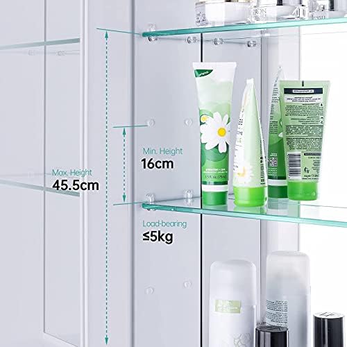 EMKE Bathroom Vanity Mirror Cabinet with Storage - Single Door Wall Mounted Storage Cupboard Aluminum Frameless Medicine Cabinet, Makeup Bathroom Wall Storage Cabinets