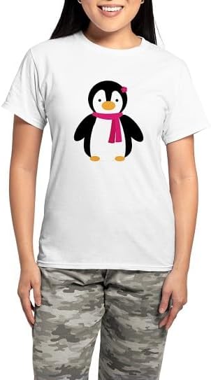 CafePress Pink Penguin Women's Light Pajamas Women's Novelty Cotton Pajama Set, Comfortable PJ Sleepwear