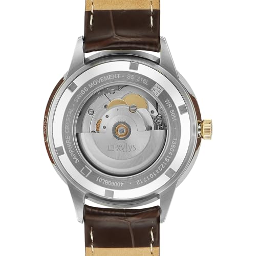 Image of Xylys Waltz-G with Analog with Date Automatic Silver Dial Silver Leather Strap Watch for Men - 40060BL01E