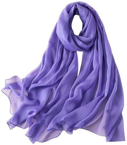 MEDUOLA Echarpes et Foulards Femme Écharpe en Mousseline de Soie Écharpe Transparente Douce et légère Couleur unie 185x110cm (Bleu violet)