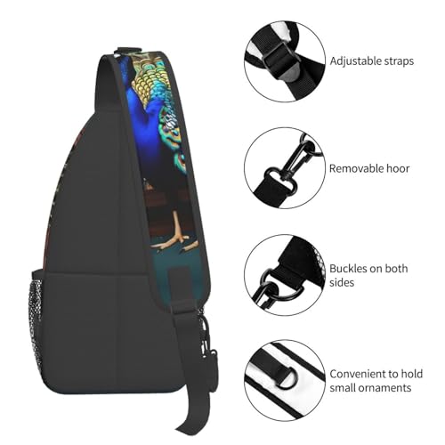 Mochila bandolera MyPiky con estampado de pavo real miniatura 5