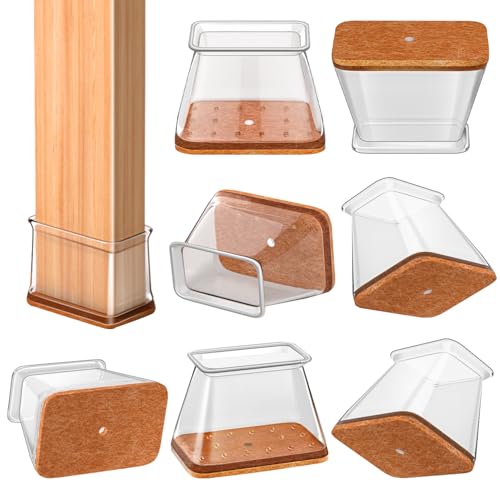 Image of 20 PCS Chair Leg Floor Protectors, Silicone Chair Leg Caps, Rectangular Covers for Hardwood, Protect Wooden Floors from Scratches and Noise Reduction-Medium(Fit:Length 28-38mm, Width 19-25mm)