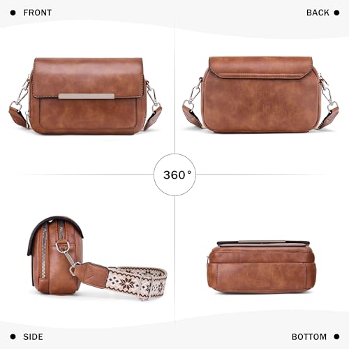 Roulens Women's RFID-Blocking PU Leather Crossbody Bag w/ Adjustable Woven Strap (Brown, Black or Black/Brown) - image 5