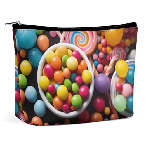 Bolsa de maquillaje, bolsa de viaje para cosméticos, bolsa de tocador portátil de color caramelo, bolsa de gran capacidad con cremallera, estuche organizador de maquillaje, bolsa de tocador impermeabl