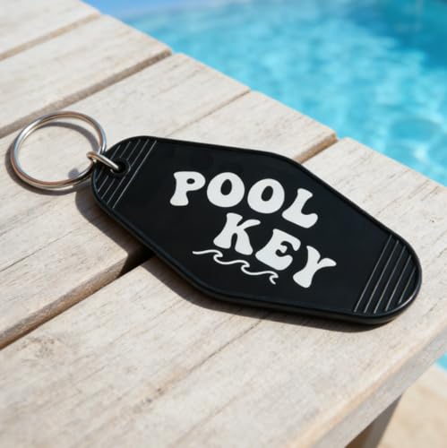 Image of Pool Key Keychain Plastic Vintage Motel Keychain Key Tag Pool Accessories for Women Men