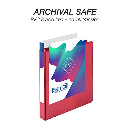 Image of Samsill Durable 1 inch 3 Ring Binder, D Ring Binder, 100% Recycled Chipboard, Red