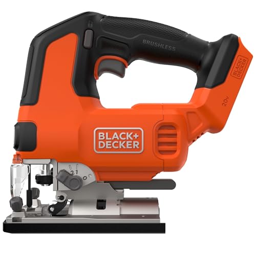 BLACK+DECKER 20V MAX POWERCONNECT Cordless Brushless Jig Saw with Two Blades for Wood Plastic and Metal Dust Port 1 In. Stroke Variable Speed Trigger LED Light Battery Not Included (BLJS78B)