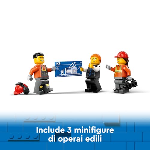 City Escavatore da Cantiere Giallo, Giochi Creativi per Bambini e Bambine da 8 Anni, Veicolo Giocattolo da Cantiere con Funzioni Reali e 3 Minifigure (Operaio, Operatore e Architetto) 60420 - Lego - Immagine 7