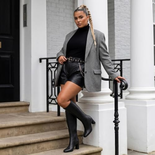 Image of Modatope Knee High Boots for Women Chunky Heel Rounded Toe Tall Boots