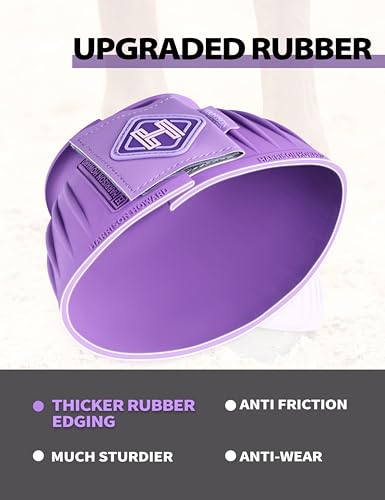 Image of Harrison Howard Rubber Bell Boots for Horses, Hoof Overreach Protection for Horses, w /Upgraded Leather Touch Tape