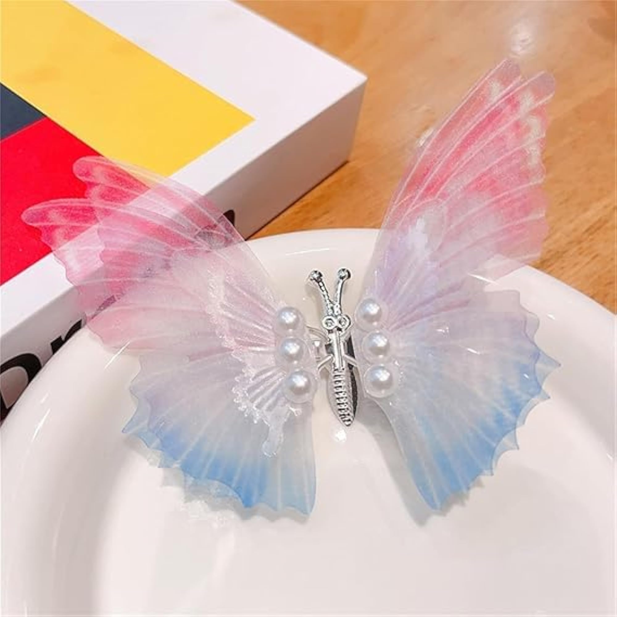 3D Pearl Butterfly Clip for Girls, Handmade Hair Accessory