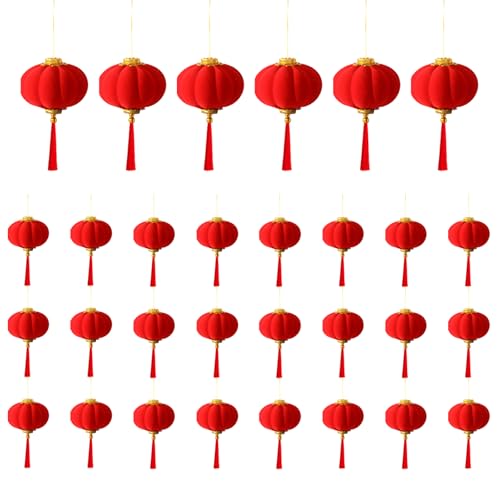 Mini farolillos chinos rojos, 30 unidades, 3 cm, mini farolillos chinos, farolillos rojos de amuleto de la suerte, farolillos colgantes para festivales de primavera, Año Nuevo, bodas, fiestas