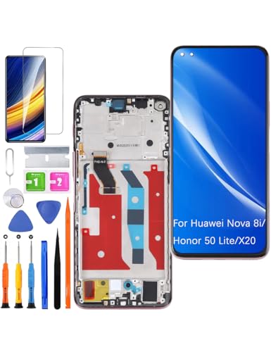 HLYGZX Écran pour Huawei Nova 8i / Honor 50 Lite / X20 Écran LCD de Rechange NEN-L22 NEN-LX1 NEN-LX3 Affichage Assemblée réparation Kit (Argent avec Cadre)