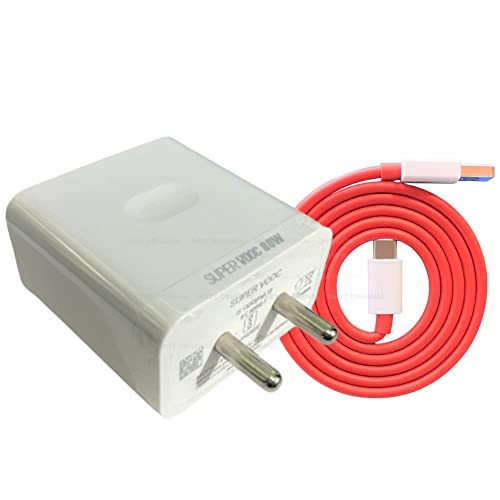 Image of Original 80W Charger with USB to C Cable Fast Super VOOC Charger for Oneplus 10T, 10R, 10pro, 9 pro, 9RT, 9, 8, 8t (Adapter & Cable)