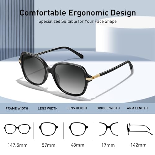 AVAWAY Polarized Sunglasses for Womens Square Oversized UV Protection Acetate Frame Retro Trendy Sun Shades3