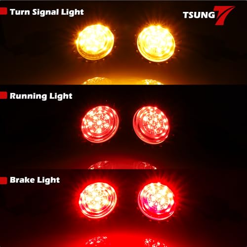 Image of TSUNG 2PCS Motorcycle Rear Turn Signals LED Bullet SMD Blinkers Brake Tail Light Amber Red Indicators for Cruiser Chopper Bobber Cafe Racer Street Bike (SMD LED-4wire Black)