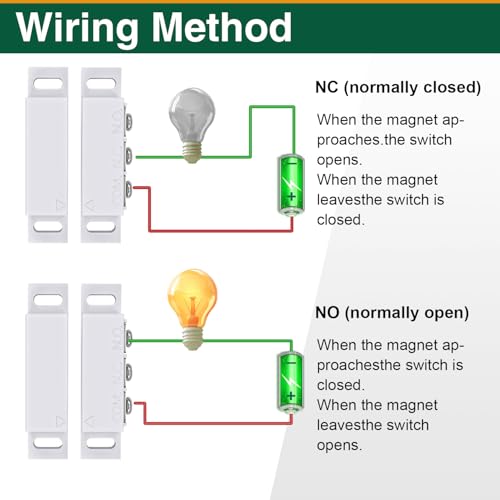 Image of 2 Set Magnetic Reed Switch NO /NC, Wired Surface Mount Door Window Contact Sensor for Security Alarm, Silver