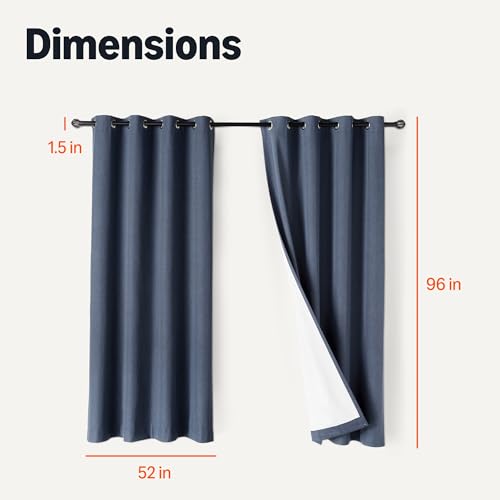 Image of Amazon Basics 100% Blackout Curtains with Grommets, 52 x 96 Inches, Navy, 2 Panels