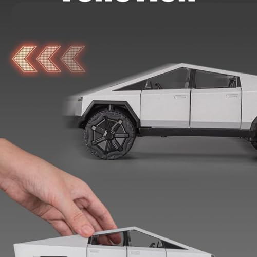 Image of Tesla Cyber Truck 1:36 Model Car Exclusive Alloy Metal Pull Back Die-cast Car Diecast Metal Toy car with Openable Doors & Light Music Best Gifts Toys Kids [Color As Per Stock]