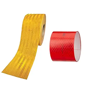 Mini Radium Reflective Warning Tape Waterproof For Multipurpose Uses Sticker High Intensity Conspicuity Red & Yellow 2 INCH X 50 MTR (Pack of 1 Set of 2 color's) reflective tape Radium Tape