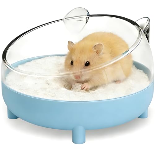 Hamster Bathtub Hamster Sand Bath Hamsters Bathroom Sand Bath Container Toilet for Dwarf Hamsters Gerbils Mice and Small Animals (Blue)