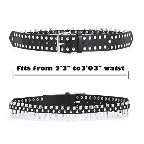 Studded Belts Y2K Punk Hip Hop Faux Leather Grommet for Halloween Cosplay2