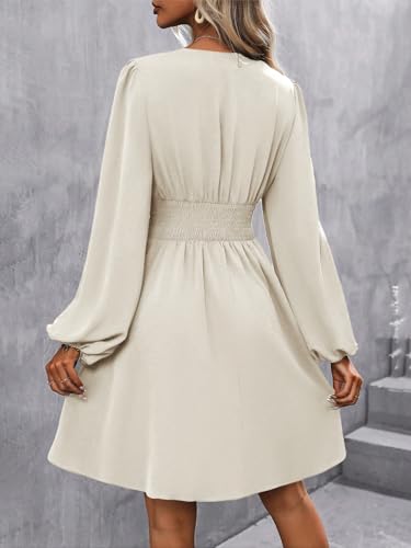 Image of SOLY HUX Women's Elegant Dress V Neck Long Sleeve High Waist Swing Prom Cocktail Short Dresses