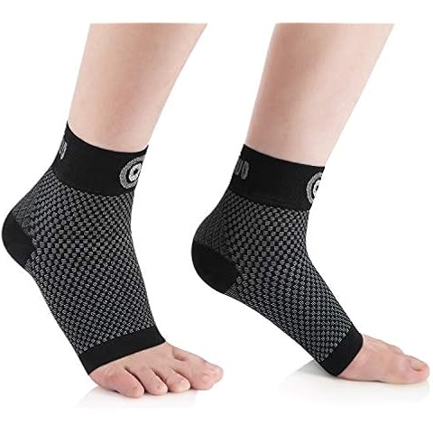 CAMBIVO 2 Paar Sprunggelenkbandage, Knöchelbandage, Kompressionssocken Damen Herren gegen Fersensporn und Plantarfasciitis, Fußbandage für Sport, Fussball, Fitness (Schwarz, L) Cover