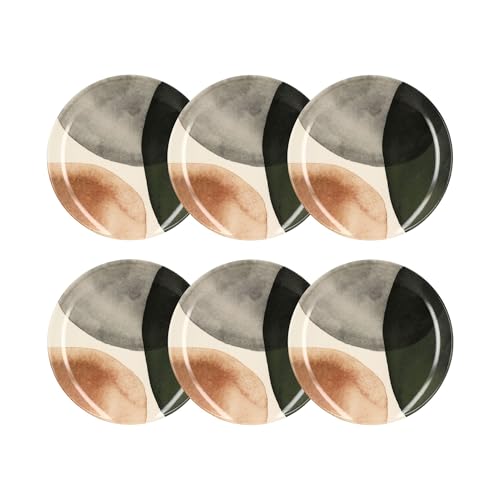 NOVASTYL - Lot de 6 assiettes plates Gaïa 26cm en grès solide - Compatibles micro-ondes et lave-vaisselle - Assiettes modernes - 2614683