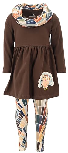 Image of Unique Baby Girls Kids Toddler 3pc Outfit Set Long Sleeve Lightweight Tunic Top Leggings and Scarf