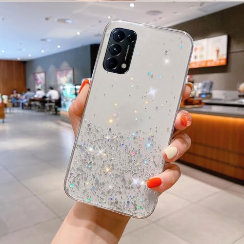 Funda Compatible con OPPO Find X3 Lite/OPPO Reno5 5G Case Transparente Brillo de Estrellas Cover Antigolpes TPU Carcasa