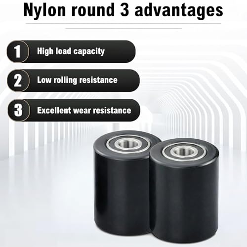 Image of APOLLOLIFT 2PCS Pallet Jack Truck Load Wheels, 3 inch x 3.7 inch with Bearings ID 0.78inch, Black Pallet Jack /Truck Nylon Load Wheels A Pair