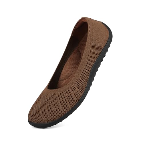 Image of KBZone Women's Flat Shoes Round Toe Knit Ballet Flat Comfort Dressy Flat Walking Shoes
