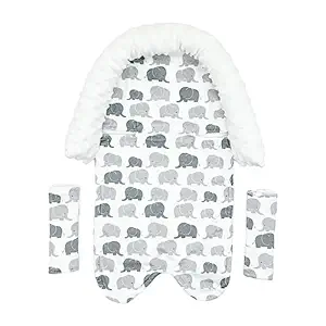 Yufiova Baby Car Seat Insert and Strap Covers,Infant Car Seat Head Support for Boys and Girls,Toddler Strollers Headrest and Seat Belt Cover,Soft Unisex Cushion fit for Car Seats,Stroller,Bouncers