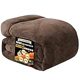 BestOnePlus 毛布 シングル 冬用 【宇宙服の断熱素材エアロゲル&アルミシート&多機能中綿入り】５層構造 襟付き 掛け毛布 厚手 もうふ 極上暖 合わせ毛布 保温 抗菌防臭消臭 超極細繊維 フランネル 毛抜けない 静電気防止 軽量 アクリル 火山岩 あったか 洗える ブラウン 140x200cm