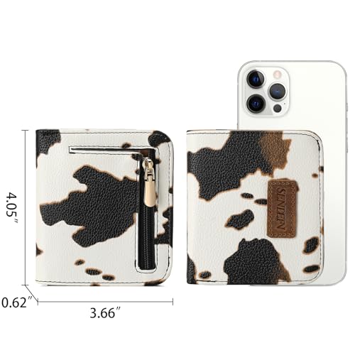 SENDEFN Slim Wallet for Women Bifold Small Leather Zipper Pocket Wallet, RFID Blocking Card Holder with ID Window3