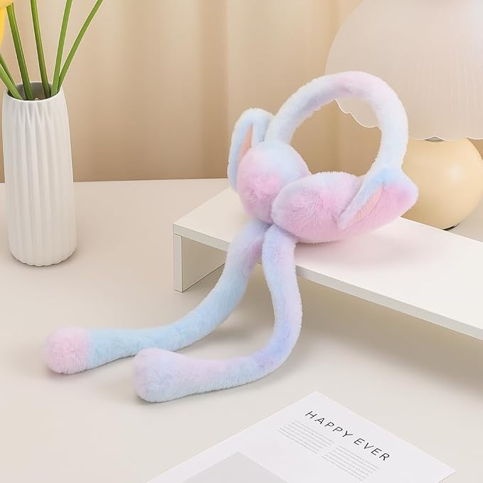 Ncry Trending Kids Winter Ear Muffs/Rainbow Unicorn & Rabbit Moving Ear Bunny Warmers with Chu Chu Sound/Soft Plush Hair Cover for Girls, Boys & Adults/Cute Winter Muffler Headband 2