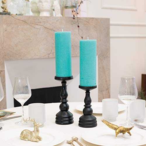Candwax 3X8 Pillar Candle Set Of 2 - Decorative Rustic Candles Unscented And No Drip Candles - Ideal As Wedding Candles Or Large Candles For Home Interior - Turquoise Candles #TOP3