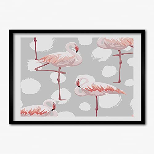 Cadre photo affiche 70x50 cm Tulup cadre en bois tableau moderne Flamingi