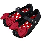 iFANS Girls Princess Mary Jane Cloth Bow Jelly Shoes Flats(Toddler Little Kids) Black, 10 Narrow Toddler