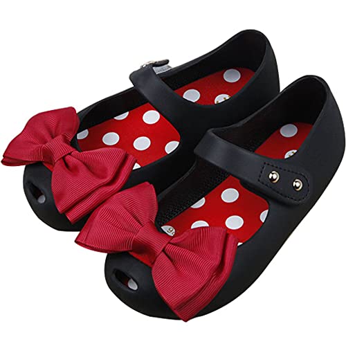 iFANS Girls Princess Mary Jane Cloth Bow Jelly Shoes Flats(Toddler Little Kids)