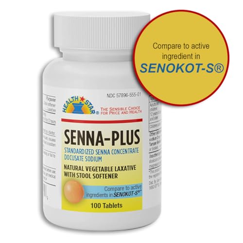 GeriCare Senna Plus Natural Vegetable Laxative with Stool Softener, Docusate Sodium 50mg, Sennosides 8.6mg 100 Count (Pack of 1) - Thumbnail 3