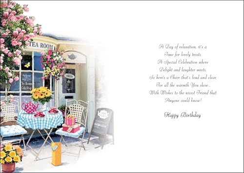 Jonny Javelin Special Friend Birthday Card - Floral Tea Rooms Design, Luxurious Finish - Women's Birthday Card