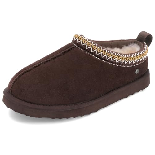 Parfeying Men’s Sheepskin Slippers with Shearling Fur Lining, Genuine Suede Upper, Cozy Fuzzy House Shoes for Indoor Outdoor, Memory Foam Winter Slip-On2