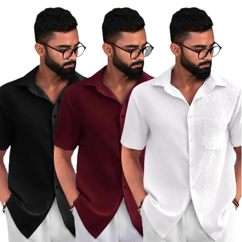 Image of Pinkmint Popcorn Regular Fit Half Sleeve Shirt for Men Combo Casual Shirt ll Sumeer Wear