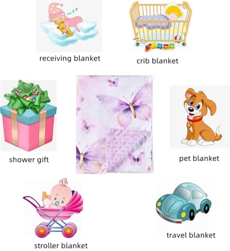 Image of Baby Blanket, Soft Minky Warm Blanket for Boy or Girl, Receiving Blanket with Double Layer Dotted Backing for Newborns Nursery Stroller Toddlers Crib Bedding (30 x 40 Inch) Rainbow
