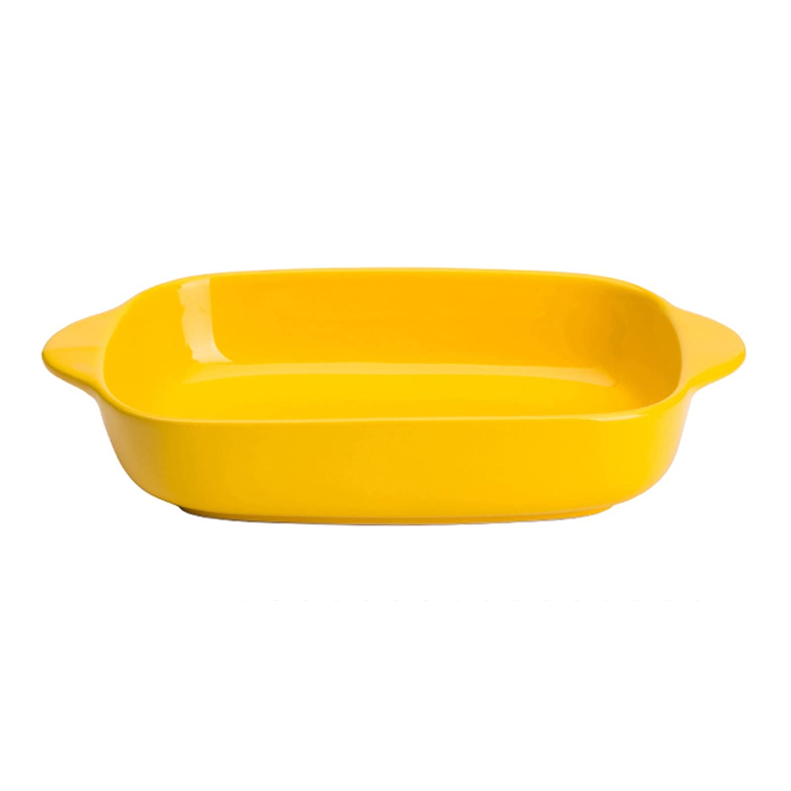 Fuente para Hornear Plato de Hornear de cerámica, panadería Rectangular Grande de 450 ml, tajos para cocinar, Cocina, Cena de Pastel, Banquete y Uso Diario Bandejas Horno (Color : Yellow)
