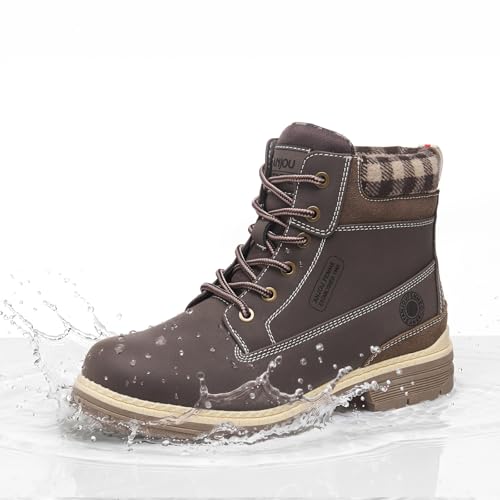 Image of ANJOUFEMME Outdoor Hiking Boots for Women Waterproof - Womens Ankle Boots Lightweight Snow Winter Boots for Trekking Walking