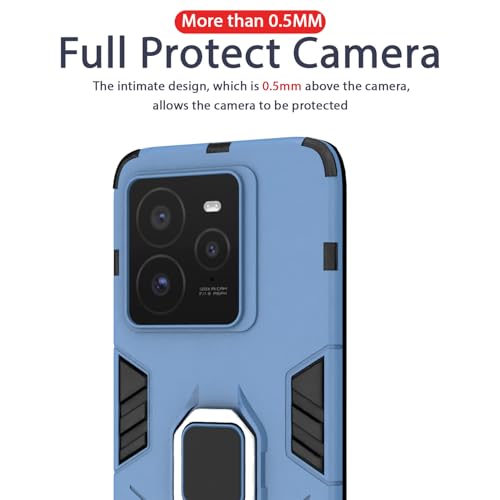 Image of Pikkme D5 Tough Armor Bumper Case | 360 Protection Case | Ring Holder Stand Back Cover for Realme GT 7 Pro 5G (Blue)